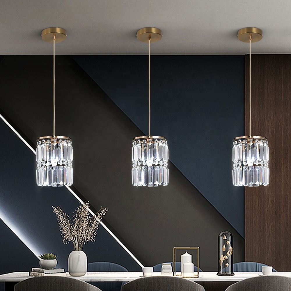 Modern Gold hanging White Clear Crystal LED Modern Single Pendant Light