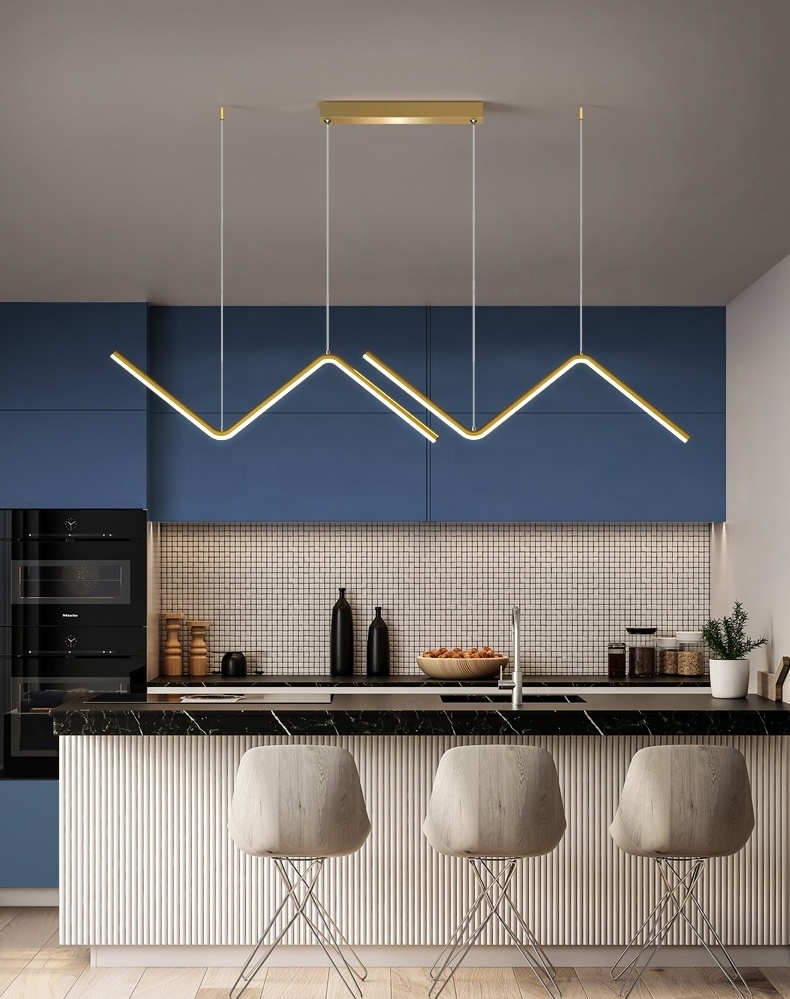 Modern Pendant Lighting Gold LED Pendant Light Minimalist Wave Hanging Light for Kitchen