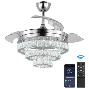 Reversible BLDC Intelligent Remote Control Modern Ceiling Fan With Led Light