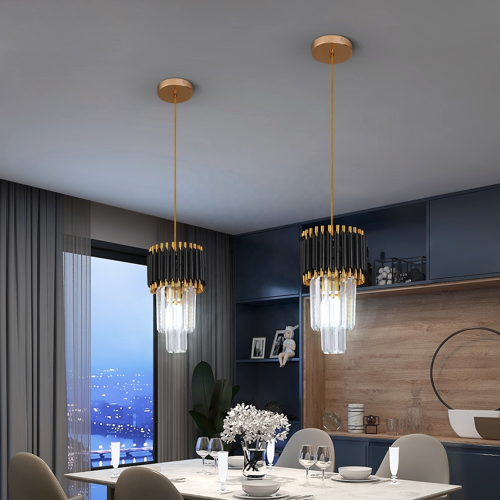 Apartment Simple Modern Light Luxury Hanging 2 Tier Capiz Chandelier For Living Room Restaurant