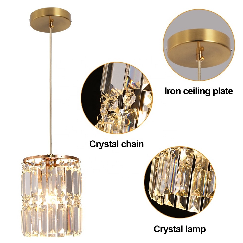 Modern Gold hanging White Clear Crystal LED Modern Single Pendant Light