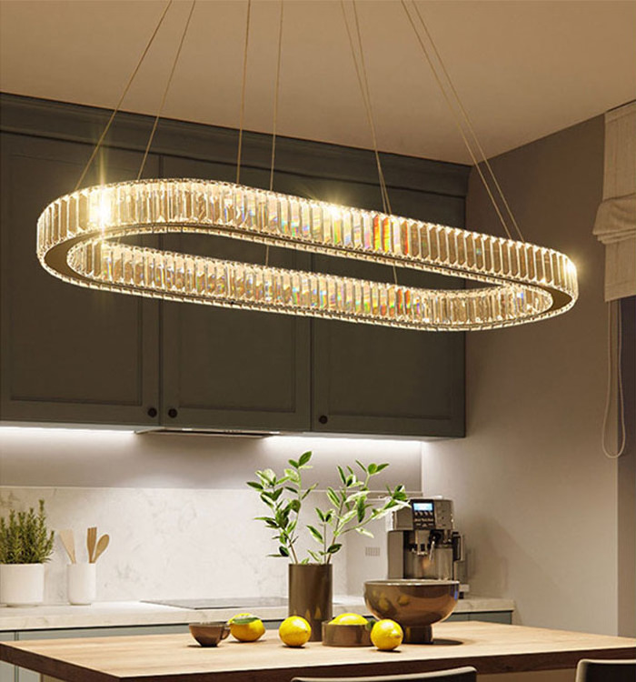 New Design Crystal Chandelier Lamp Gold Hanging Pendant light For living room