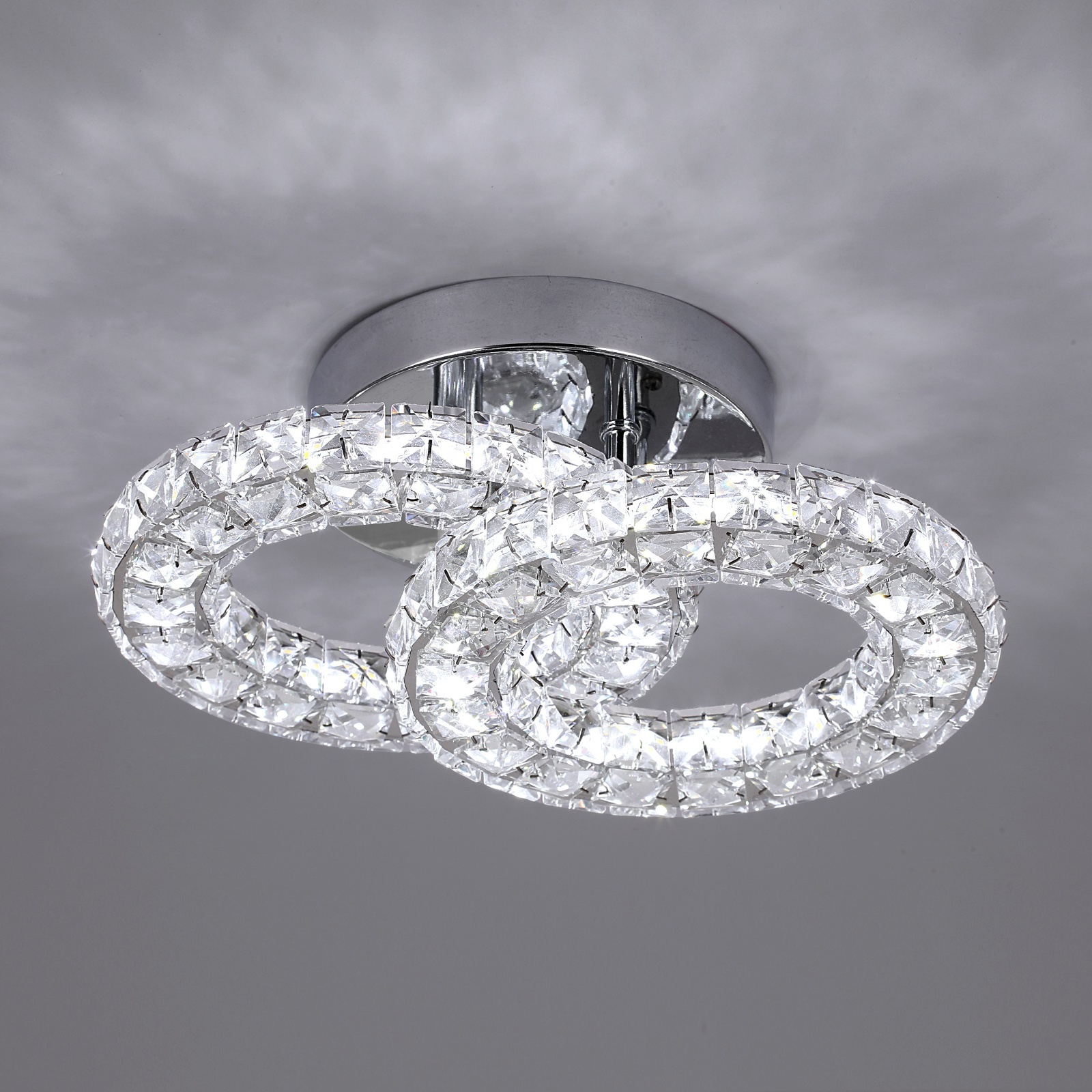 18W Bedroom 2 Rings Balcony Led Flush Mount Ceiling Light Fixtures Changeable CCT 3 Colors