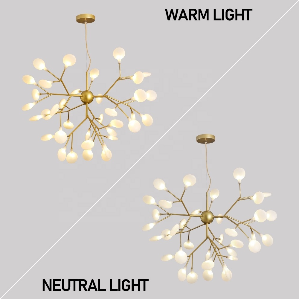 9 27 36 45 54 Hends Bulbs Nordic Firefly Chandelier Post Modern Minimalist Acrylic Firefly Gold Pendant Chandelier Light