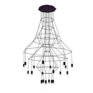 Modern Creative Black Metal Staircase LED Pendant Lamp Classic Adjustable DIY Lighting Chandelier