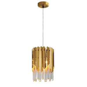 Luxury Gold Stainless Steel Chandelier K9 Clear Crystal LED Modern Pendant Light