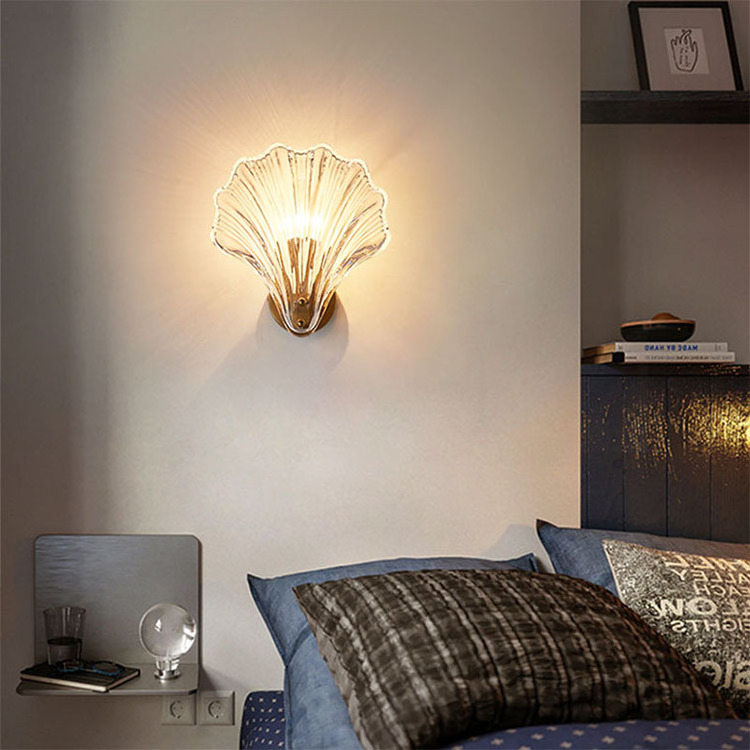 OEM Modern Nodric Design Sea shell Golden Lamp  Glass E14 Led sconces wall lights for home wall