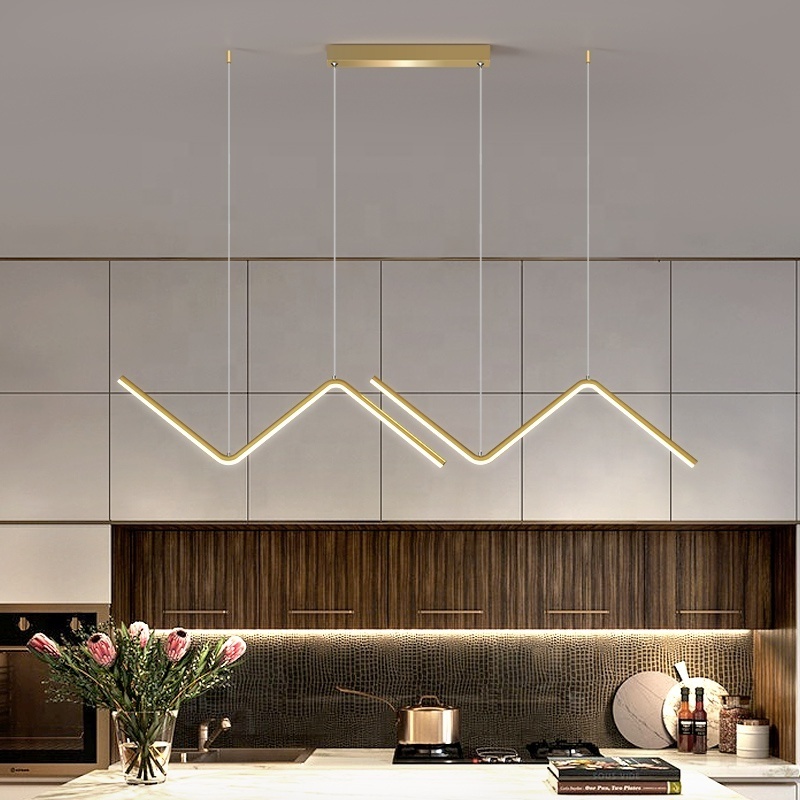 Modern Pendant Lighting Gold LED Pendant Light Minimalist Wave Hanging Light for Kitchen