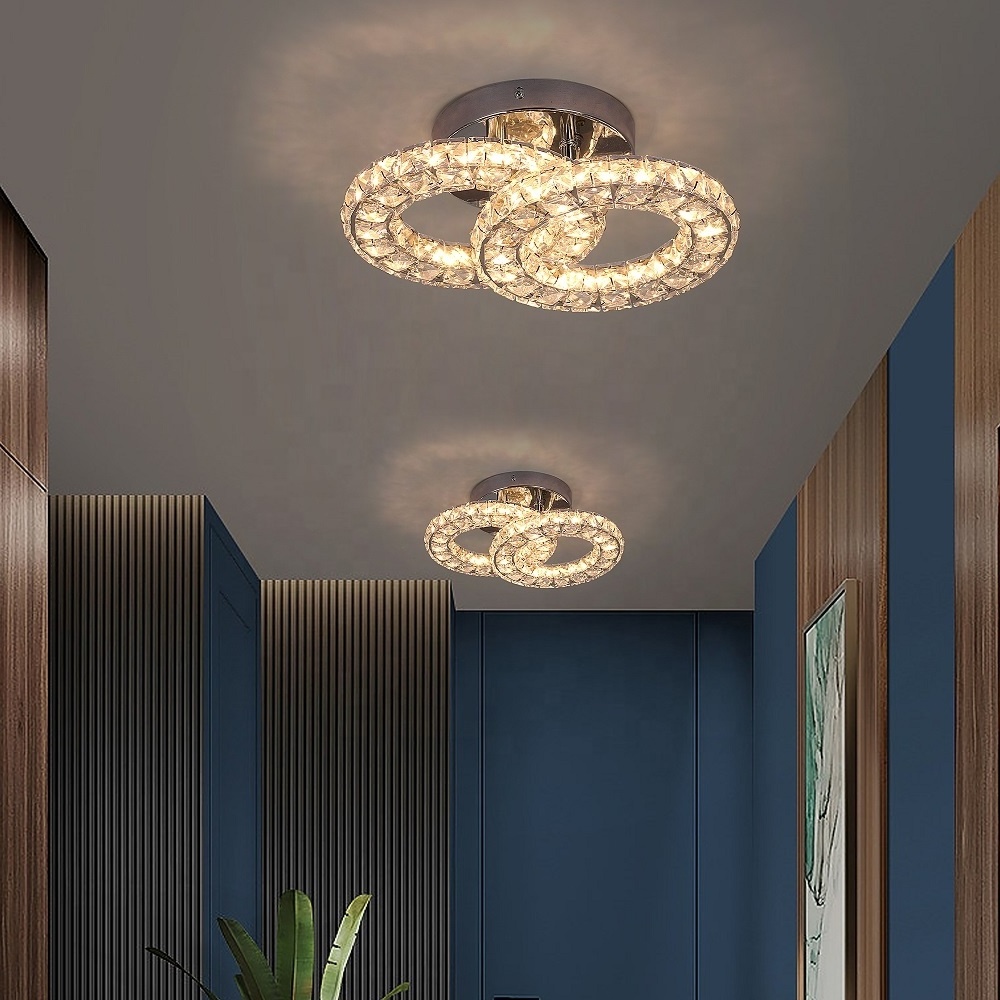 18W Bedroom 2 Rings Balcony Led Flush Mount Ceiling Light Fixtures Changeable CCT 3 Colors