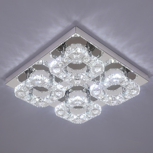 28W Remote Control 3 Colors Chrome Crystal LED Living Room Ceiling Light Fixture For Home Apartment Loft