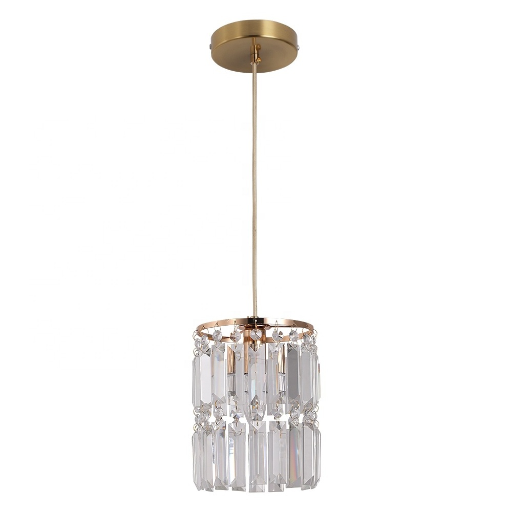 Modern Gold hanging White Clear Crystal LED Modern Single Pendant Light