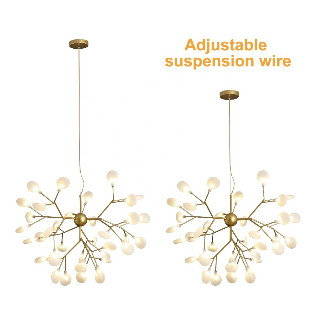 9 27 36 45 54 Hends Bulbs Nordic Firefly Chandelier Post Modern Minimalist Acrylic Firefly Gold Pendant Chandelier Light