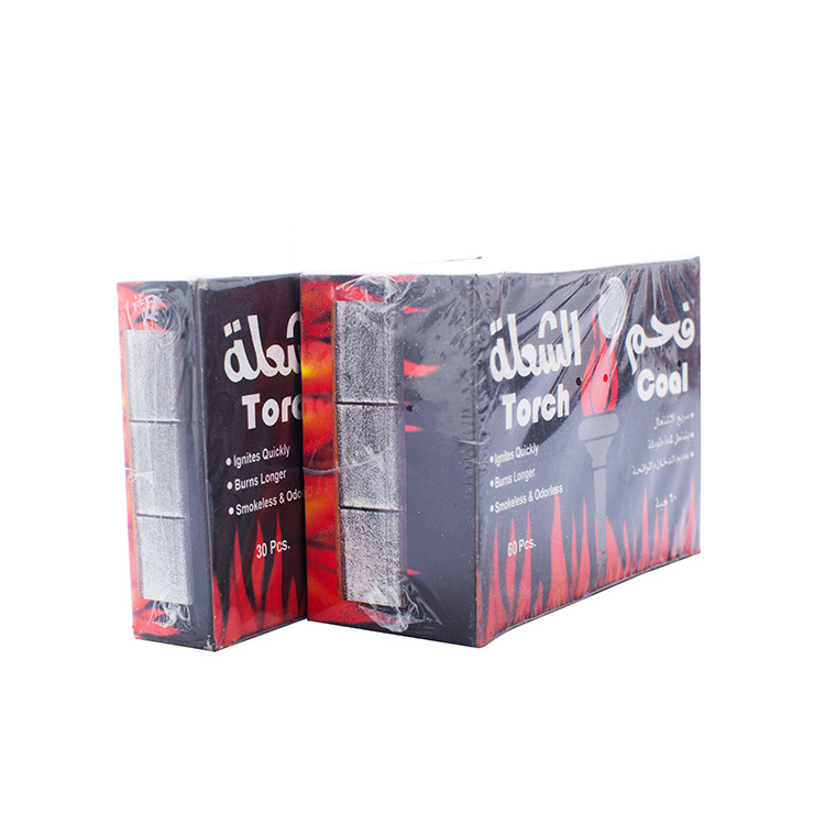 20PCS Bamboo Shisha & Silver Torch 60Pcs Charcoal Factory Price Incense Briqueta Tablets Hookah Coal