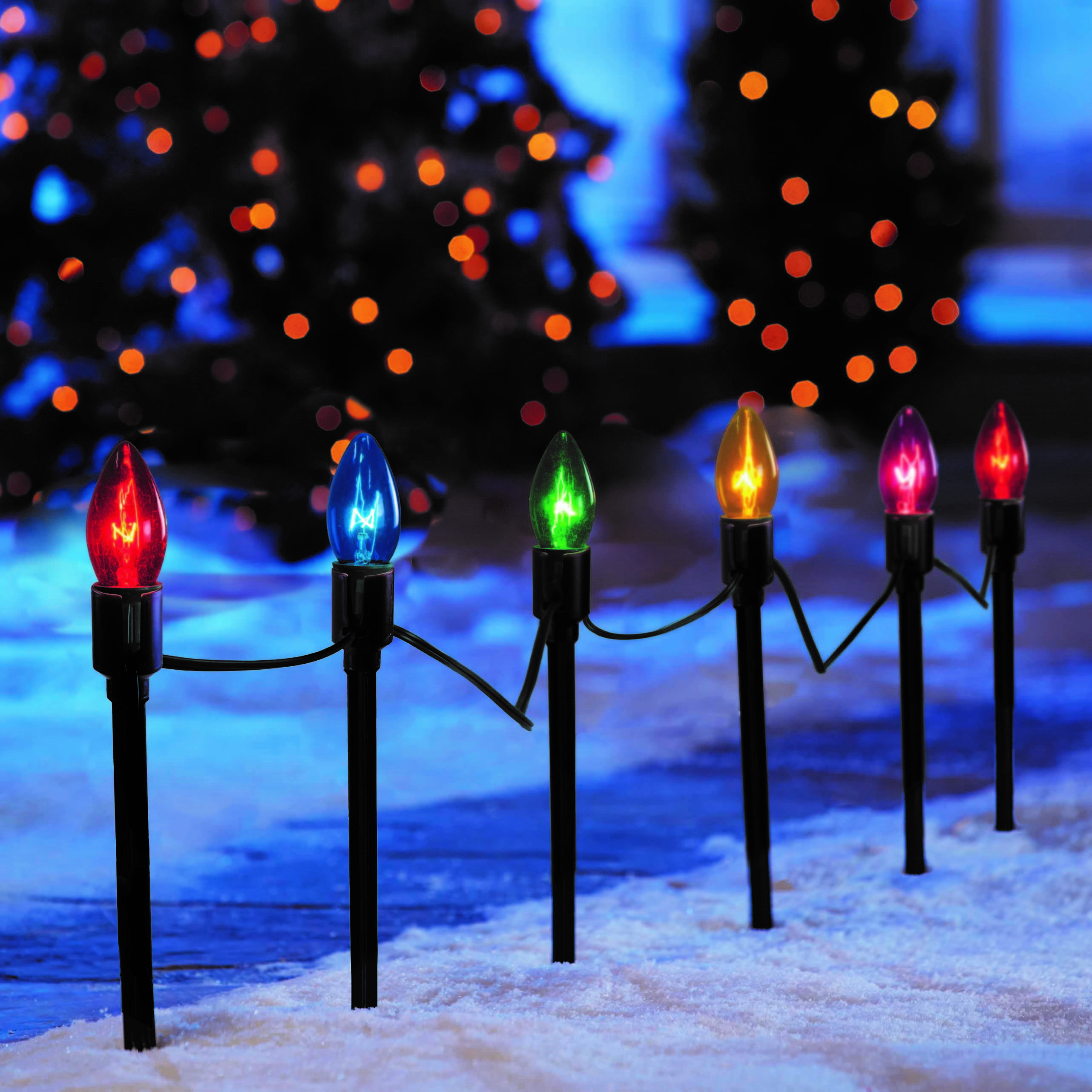 C9 Pathway Stakes Driveway Marker E17 SOCKET CHRISTMAS  STRING LIGHT Wholesale Outdoor Wall Decoration Hanging Colorful Light