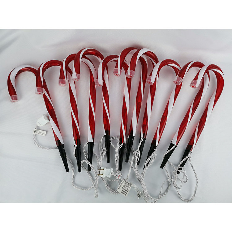 Outdoor Candy Cane Stake Ground Lights Christmas Decorative Garden Candy Spike Lamp