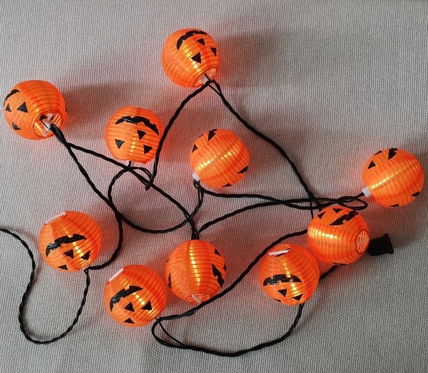 10Lt Mini Orange Pumpkin Lantern String Lights Round Jack O Lantern  Halloween Festival Decoration Outdoor Garden String Light