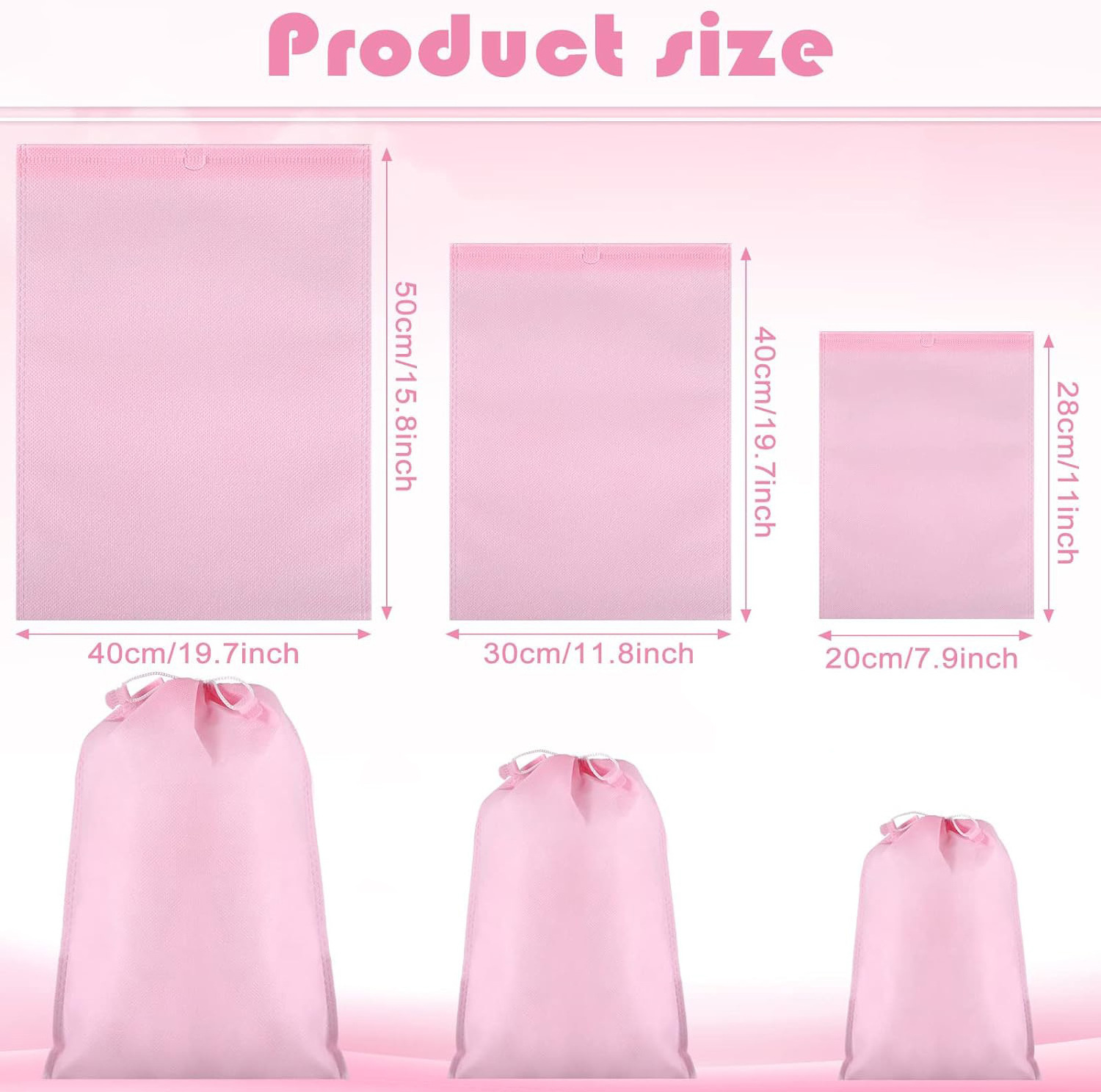 Cheap Price Nonwoven Laundry Storage Draw String Eco Nonwoven Fabric Dust Bag Pink Nonwoven Dustbag