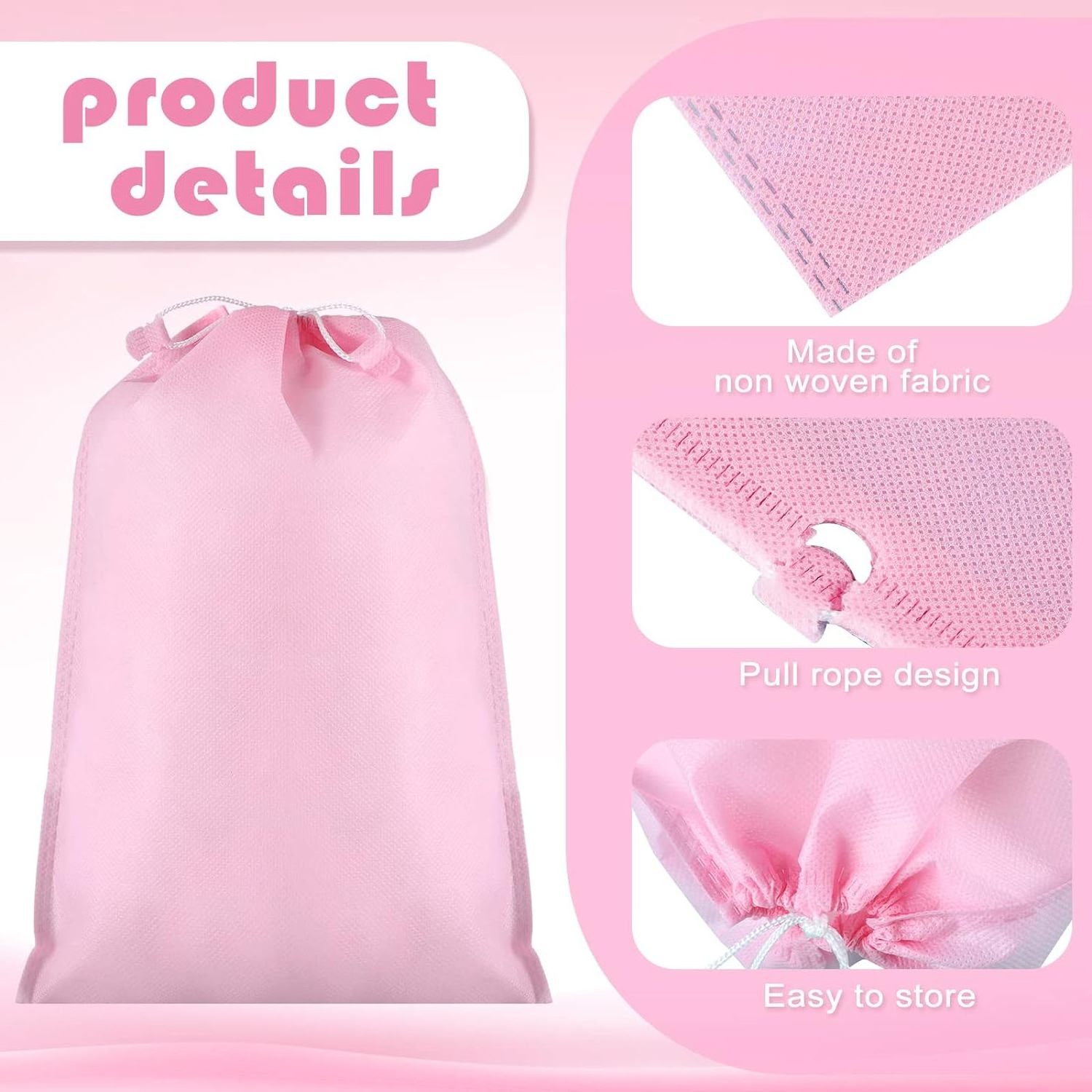 Cheap Price Nonwoven Laundry Storage Draw String Eco Nonwoven Fabric Dust Bag Pink Nonwoven Dustbag