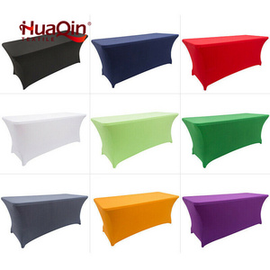 Wholesale Custom Rectangular Solid Fitted Stretch Spandex 6 Foot Protector Table Cloths Cover for Party Wedding Dinning