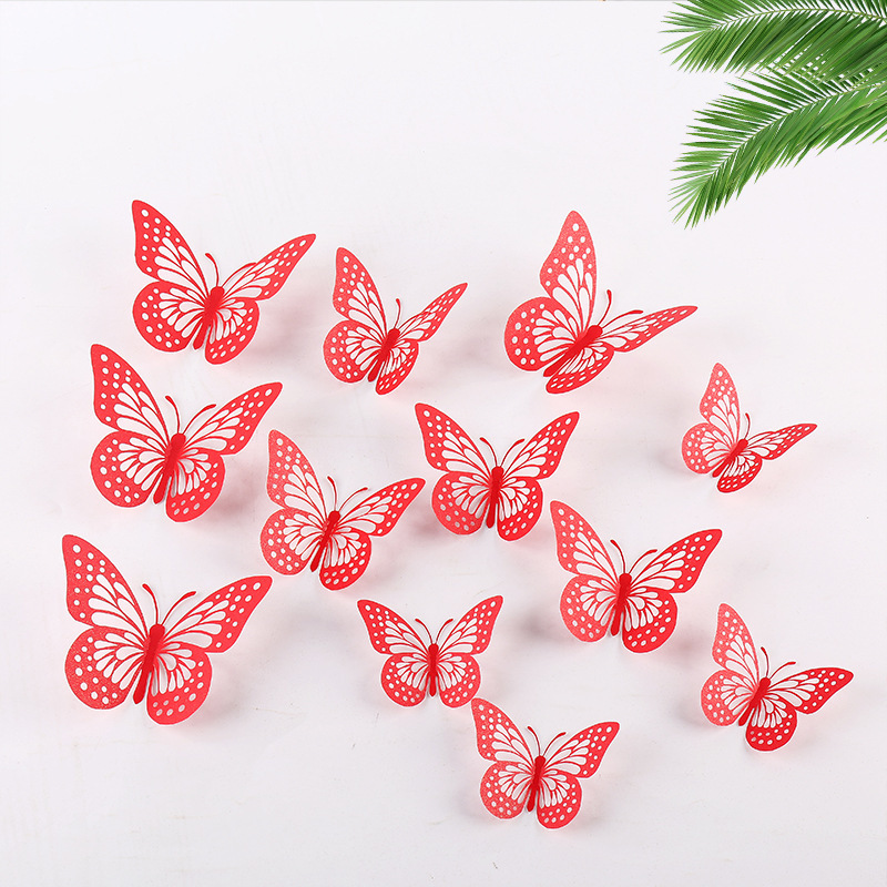 Hollow Butterfly 3D Hollow Metal Butterfly Wall Decoration Home Living Room Three-dimensional Butterfly Decoration Sticker