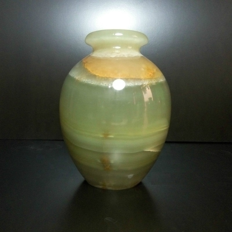 Cheap Polished natural green onyx stone vase