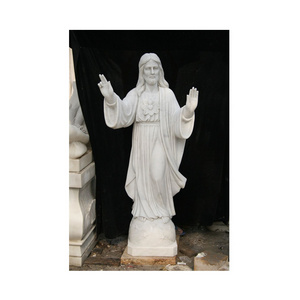 Freestanding Natural Stone Church Statue Park White Marble Jesus Statues