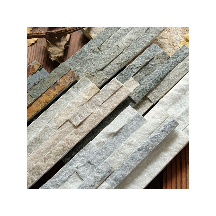 China Cheap white Slate 3D Wall Stone Cladding Split Face Wall Cladding