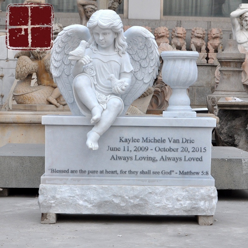 Hot Sale Cheap White Marble Angel Monument Baby Headstone Price