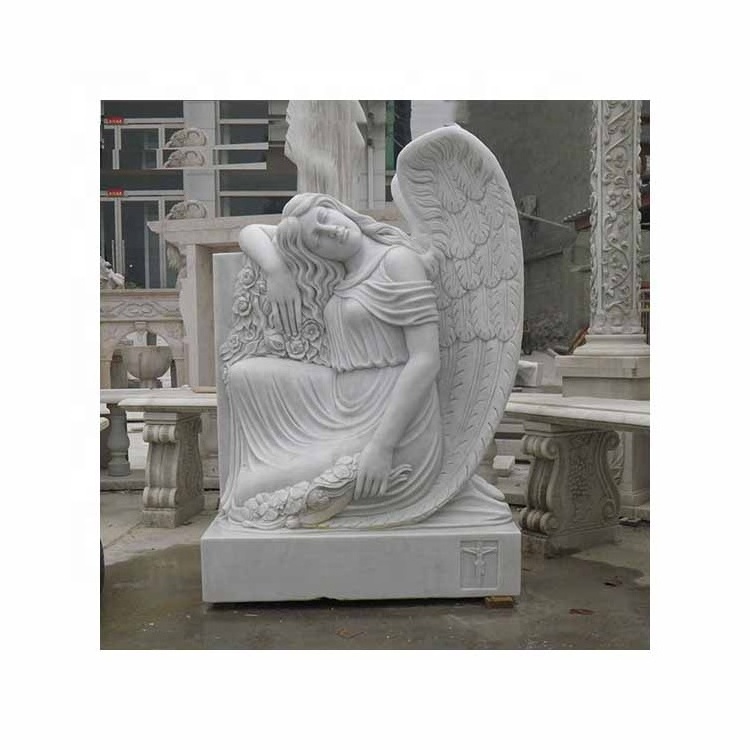 Hot Sale Cheap White Marble Angel Monument Baby Headstone Price