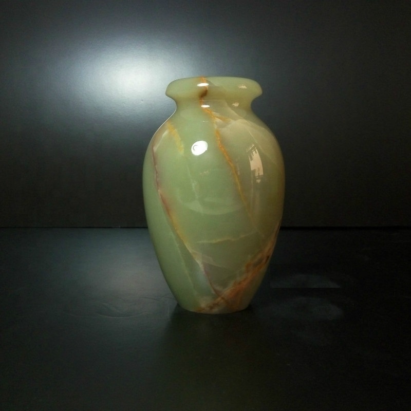 Cheap Polished natural green onyx stone vase