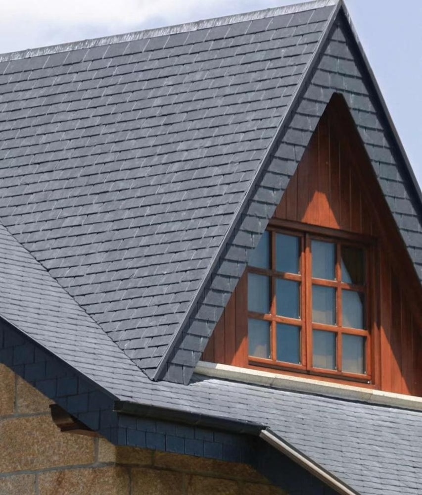 EUROPE Slate Roof Tile POP Natural Material Black Modern Villa Wall Tiles Made of Black Slate Pvc Tiles Roof Shingles 5 Years