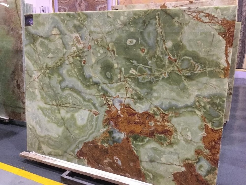 green polished onyx marble slab for villa project