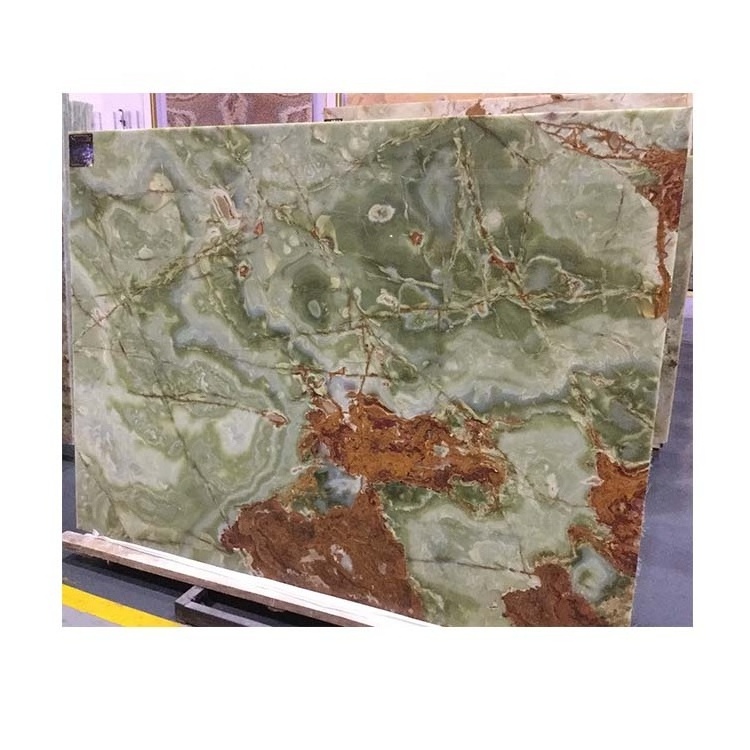 green polished onyx marble slab for villa project