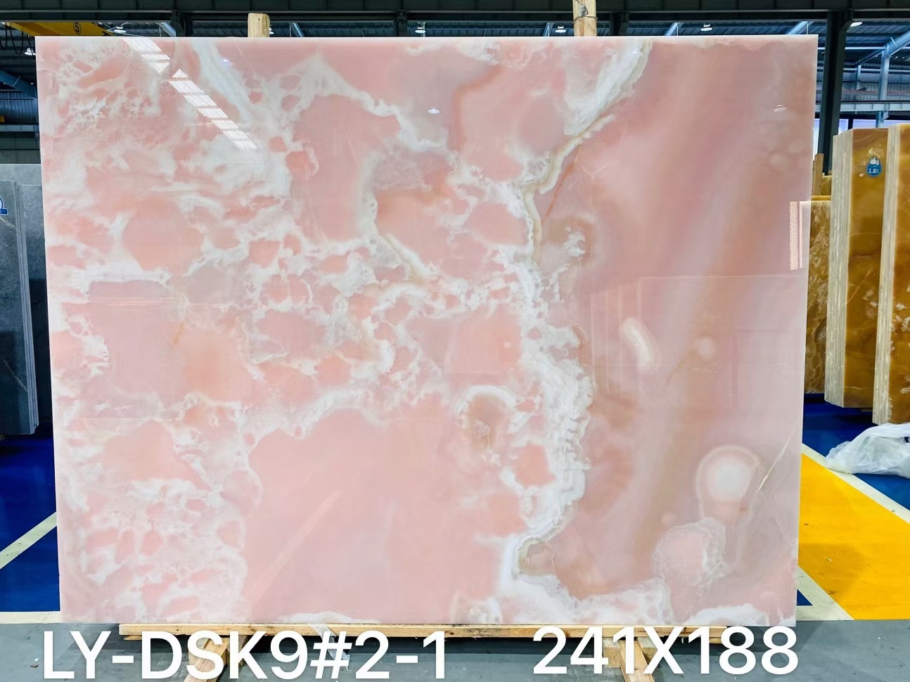 Wall Panel Translucent Onice Stone Onyx Marble Slab Pink White Modern Villa Polished 3 Years Online Technical Support Big Slab