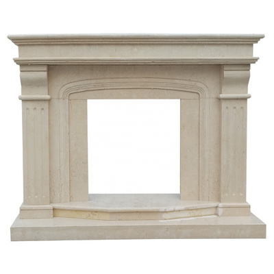 china factory supply European decorative natural beige white marble fireplace