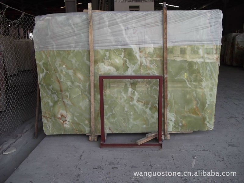 green polished onyx marble slab for villa project