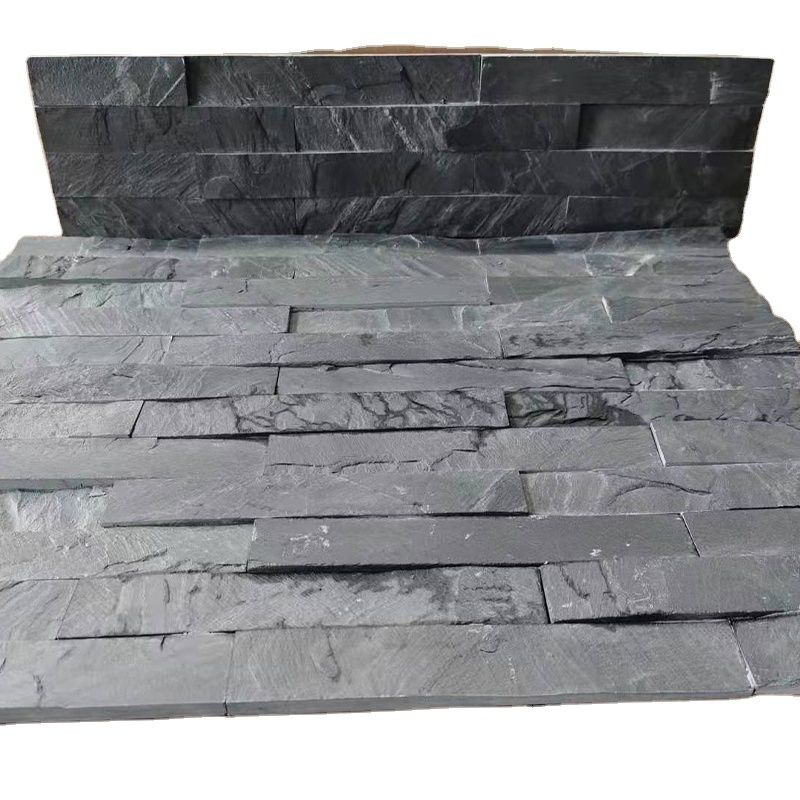 Best Quality Split Face Black Slate Wall Culture Stone Tile for House Cladding Panels Exterior Wall