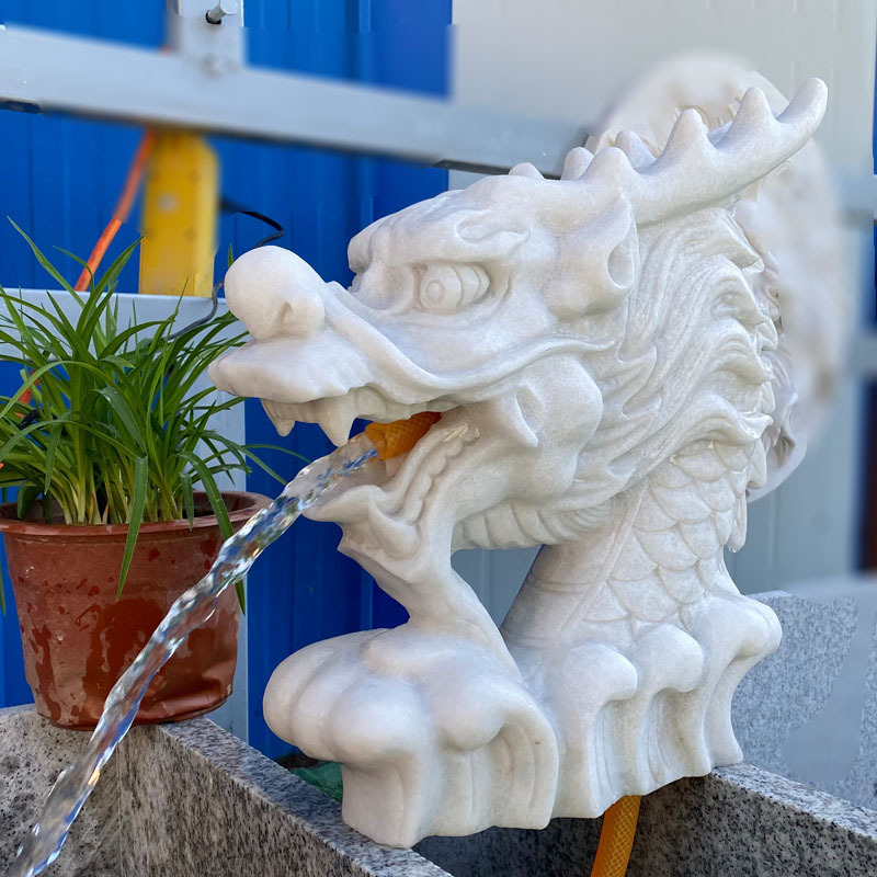 Hand Carved Polished Natural Stone dragon Animal water Fountain