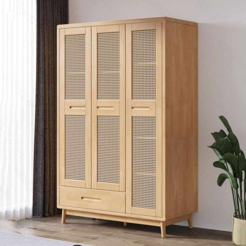 2023 Suessen High Quality Solid Wood Rattan Storage Cabinet Bedroom Furniture Wardrobe