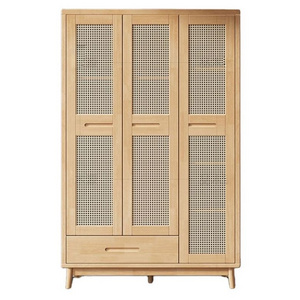 2023 Suessen High Quality Solid Wood Rattan Storage Cabinet Bedroom Furniture Wardrobe