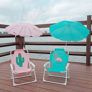 Customizable Pattern Outdoor Children's Foldable Portable Multifunctional Beach Chair With Sun Umbrella