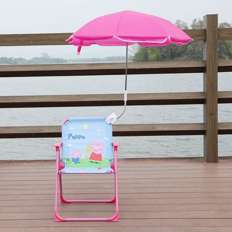 Customizable Pattern Outdoor Children's Foldable Portable Multifunctional Beach Chair With Sun Umbrella