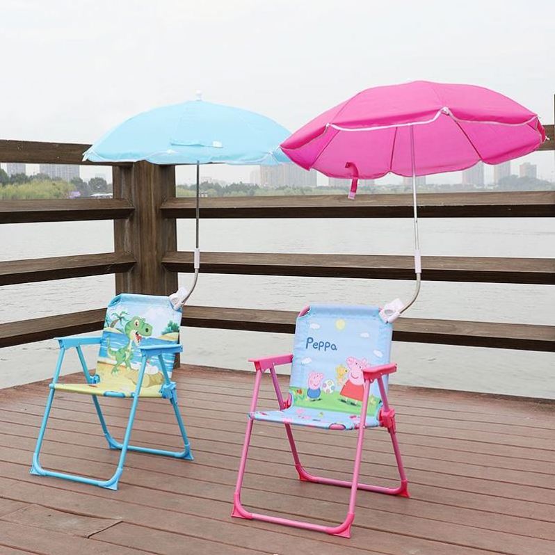 Customizable Pattern Outdoor Children's Foldable Portable Multifunctional Beach Chair With Sun Umbrella