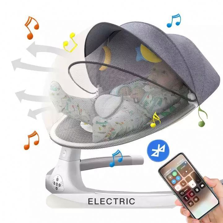 2023 Hanging Sleeper Crib Shaker Cradle Mesh Cradle Electric Rocker Swing and Bouncer 2 in 1 Baby Swing Chair Music