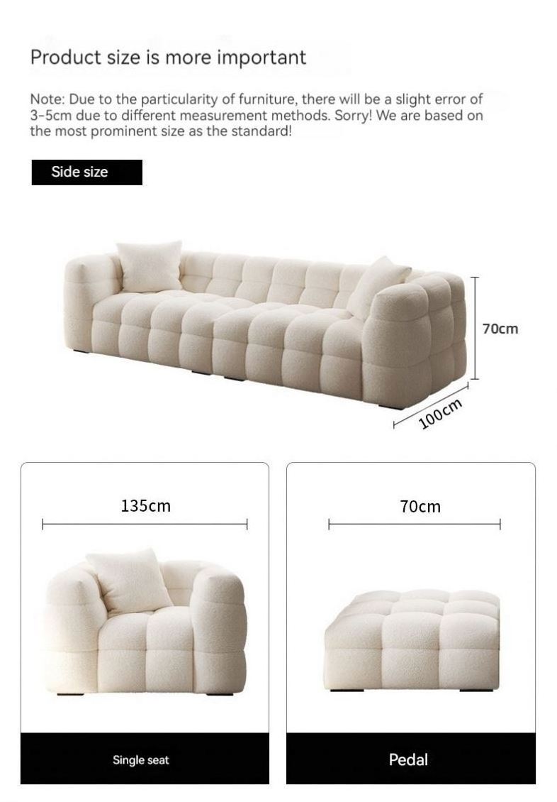 2023 Suessen Marshmallow Style Lamb Wool Fabric Living Room Sectional Sofa For Small Places