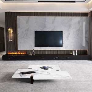 Light Luxury Slate TV Cabinet Coffee Table Modern Living Room Simulation Flame 3D Atomization Humidification Fireplace