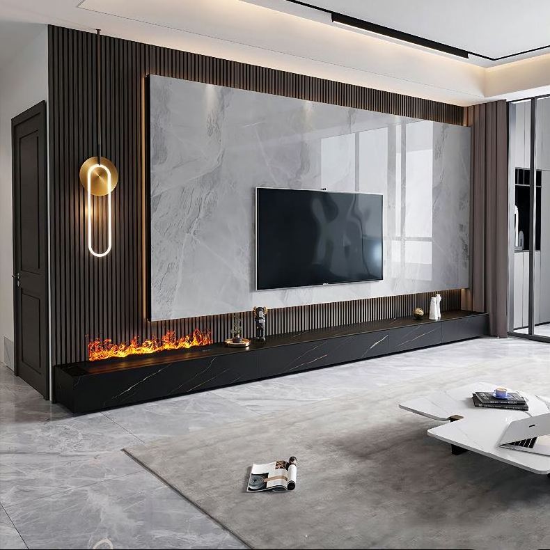 Light Luxury Slate TV Cabinet Coffee Table Modern Living Room Simulation Flame 3D Atomization Humidification Fireplace