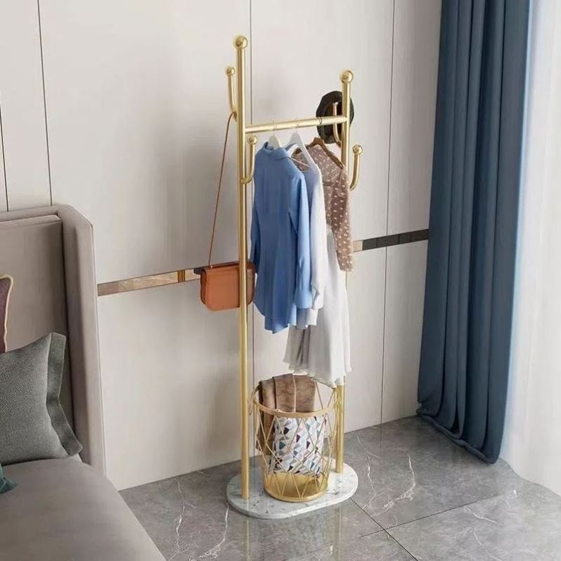 Nordic Clothes Hanger Rack Stand Coat Rack Floor-To-Ceiling Gold Coat Rack For Home Bedroom