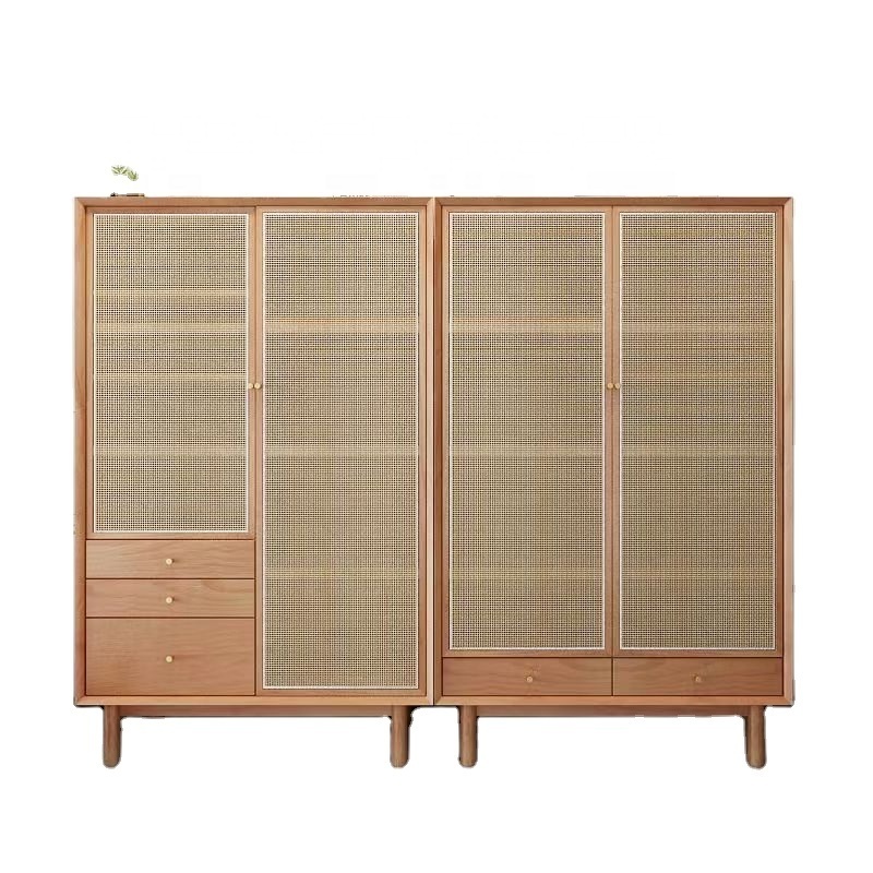 Hot Sale Furniture Bedroom Set Hotel Home rattan Hanging Clothes Wardrobes Bamboo Cabinet