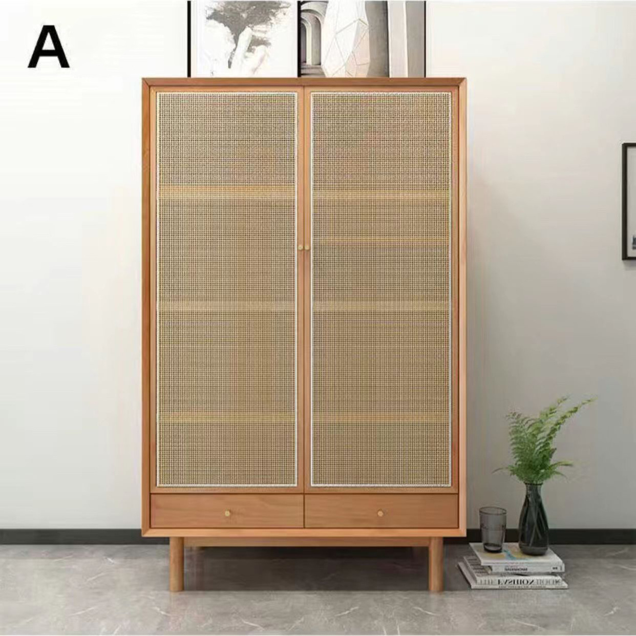 Hot Sale Furniture Bedroom Set Hotel Home rattan Hanging Clothes Wardrobes Bamboo Cabinet